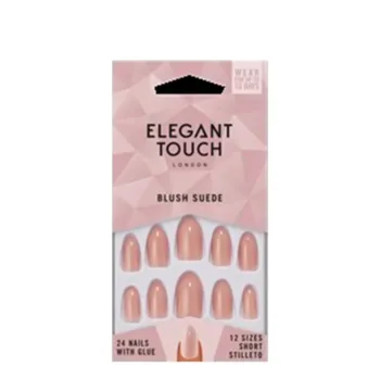ELEGANT TOUCH CORE COLOUR nails with glue short stiletto #blush suede 24 u