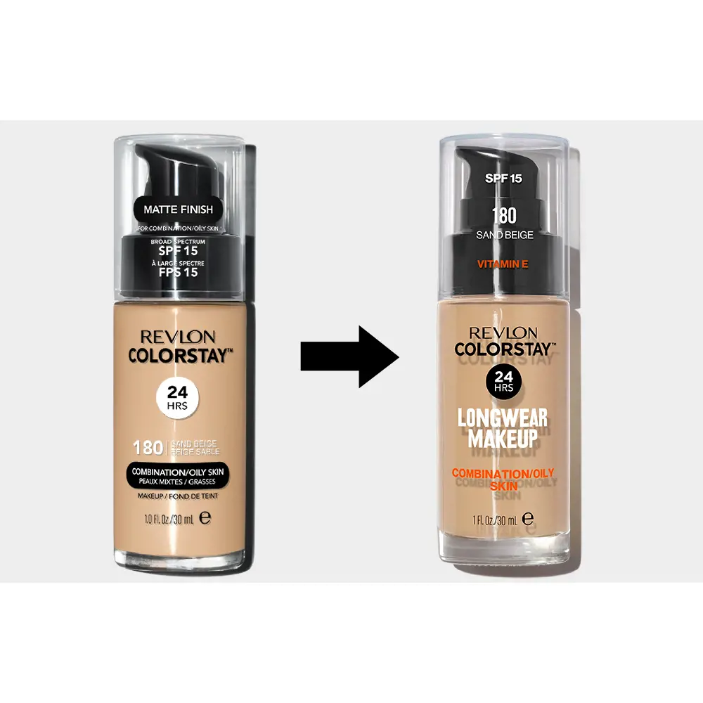 REVLON MASS MARKET COLORSTAY foundation combination/oily skin #180-sand beige 30 ml REVLON MASS MARKET COLORSTAY Fond de Teint peaux mixtes à grasses #180-sand beige 30 ml